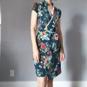 Floral wrap dress in teal - like new